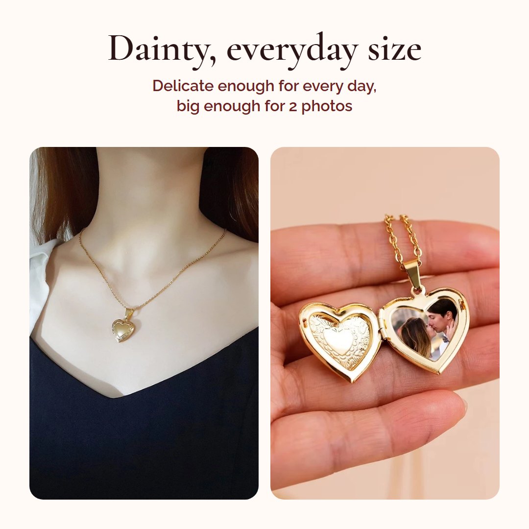 Custom Photo Heart Locket Necklace 4