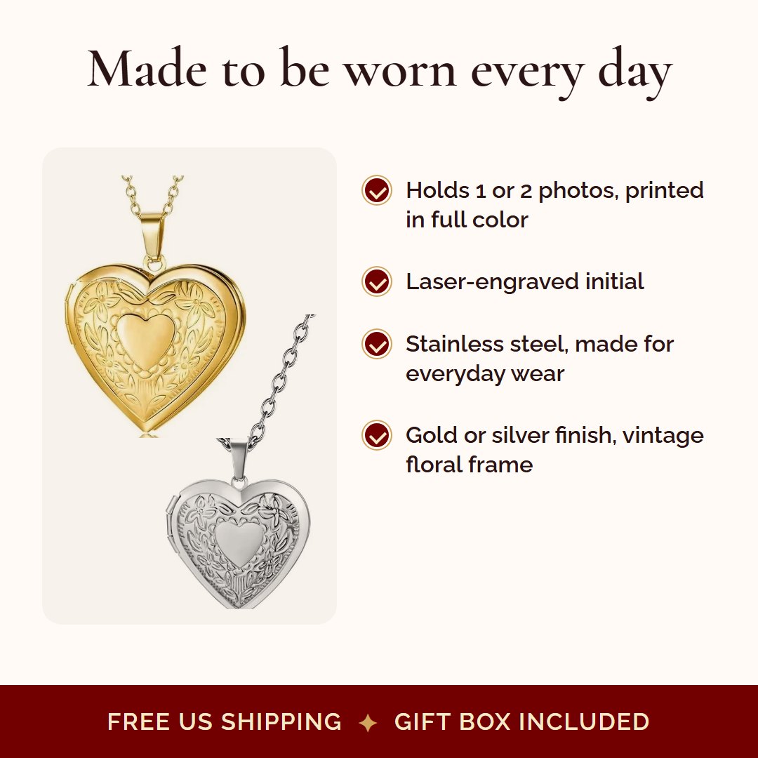 Custom Photo Heart Locket Necklace 5