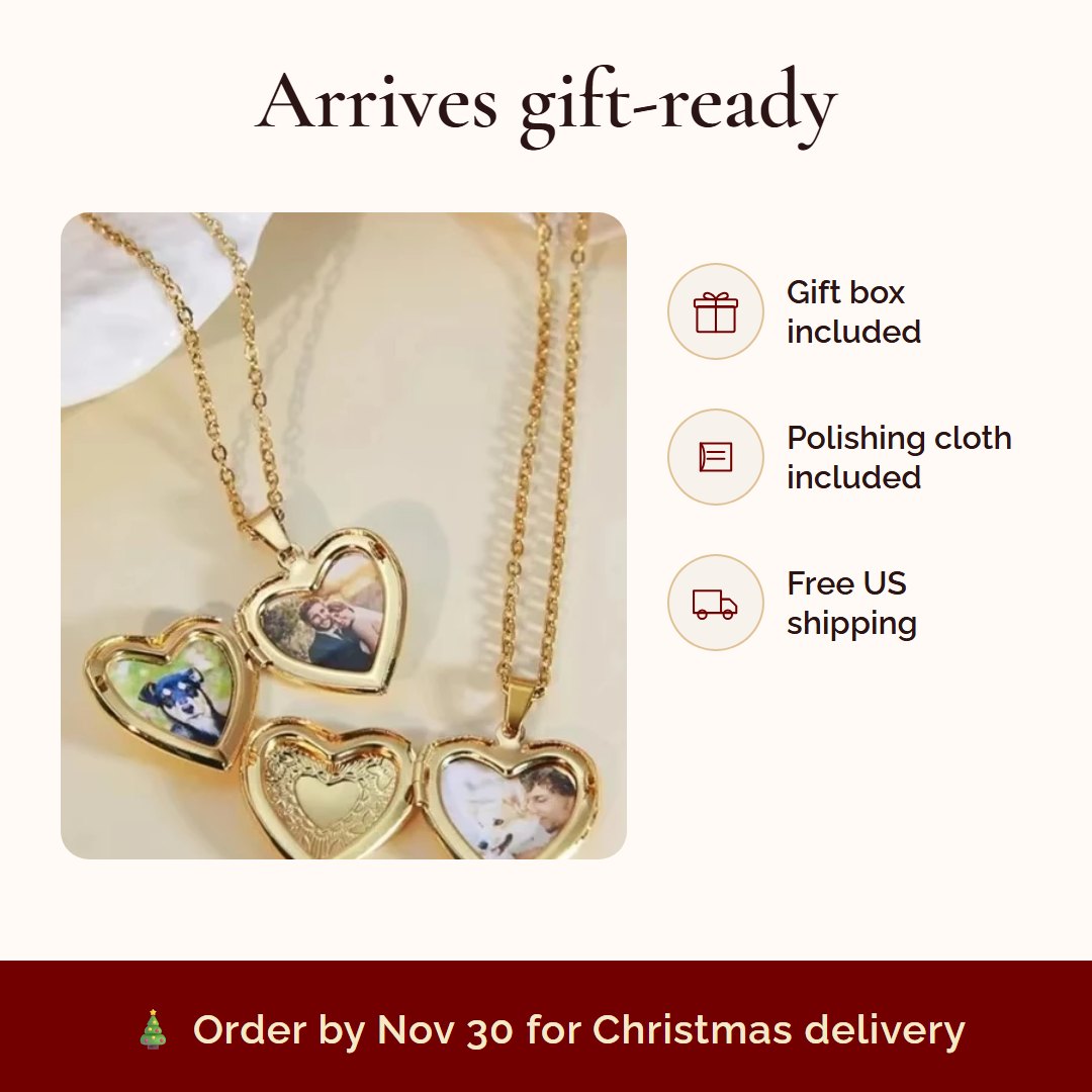 Custom Photo Heart Locket Necklace 6